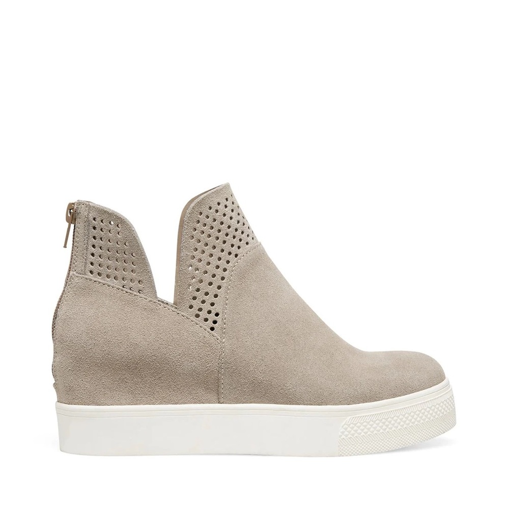 Steve Madden Wini Suede Platform Ankle Bootie Light Gray Size 7